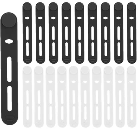Fascette in silicone - Organizer in silicone da 20 pezzi | Organizer per cordoncino elastico regolabile | Fascette multiuso per la gestione dei cavi | Per uso domestico, in viaggio, in cucina, a scuol