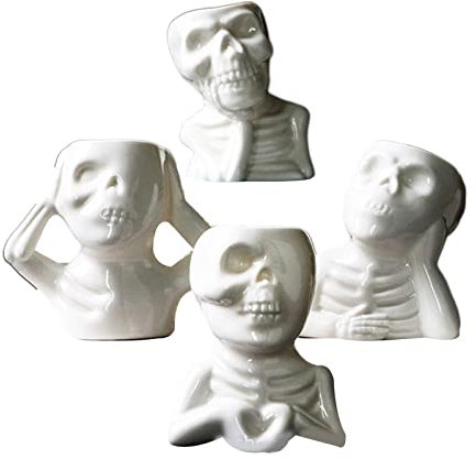 Uqezagpa 4 vasi in ceramica a forma di teschio, per fiori, bonsai, cactus, decorazione da tavolo e finestra