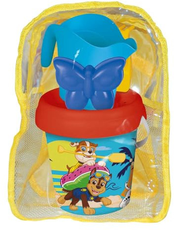 Smoby Paw Patrol strand kub ryggsäck - inkluderar hink, spade, kratta, sil, dusch och form - återvunnet material - för barn från 18 månader - (7600862215)