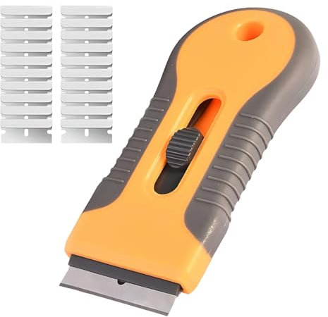 KYLOS Raschietto Professionale per Piano a Induzione - 20 Lame di Ricambio in Acciaio Inox - Design Ergonomico con Impugnatura Antiscivolo - Pulizia Efficace senza Graffi