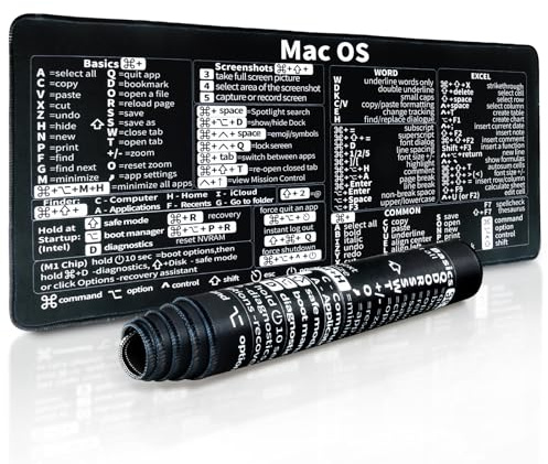 Zhiwei Mac Shortcut Cheat Sheet Mat Mouse pad Large 11.8 x 31.5 inch Anti Slip and Waterproof Used for Large Games, classrooms, Office Software Excel Shortcuts Mousepad. (Mac Shortcuts)