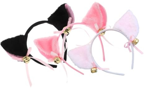 VALICLUD 3piezas Diadema Con Orejas De Gato y Cascabeles Para Fiesta De Cosplay Accesorios Cabello Con Orejas De Gato Para Niña Diadema Con De Animal