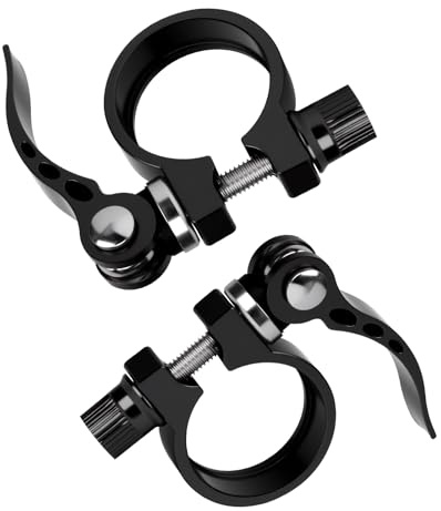 2Pcs Bicycle Seatpost Clamps, Quick Release Bike Seat Tube Clamp Aluminum Alloy Release Saddle Clip, 28.6mm+31.8mm Seat Lock Clamp Accessories for 25.4mm 27.2mm 28.6mm Seatpost
