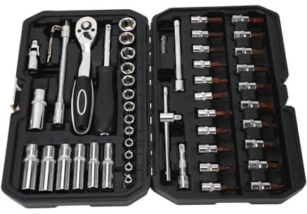 JVNALwnkv Clé à molette en acier inoxydable, clé à cliquet, clé à molette portable, multi-usages, manche en caoutchouc 1/4 pouce, 72 dents, divers accessoires d'entretien