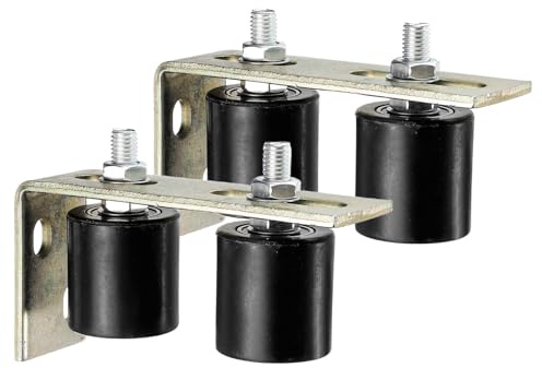 QUARKZMAN 4pcs Galet Guide pour Portail Coulissant 48x50mm, M12 Roulette Nylon avec Équerre Guide au Sol pour Porte Grange Coulissante, Roue Universel avec Roulement à Billes Scellé, Noir