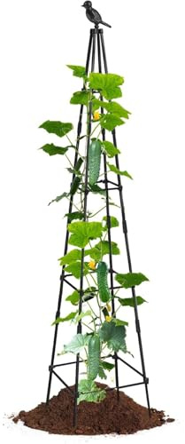 Sghtil Rejilla de jardín, soporte ajustable para calabacines con estructura | Estructura de altura ajustable para flores, guisantes, frijoles, pepinos y verduras con diseño de cabeza de