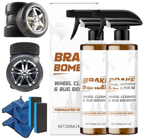 Nicetopu Potente spray detergente per ruote e pneumatici, spray lucidante e detergente per cerchioni auto, 120 ml, schiuma bomber per freni per cerchioni e tiri, accessori per la pulizia dell'auto (2)