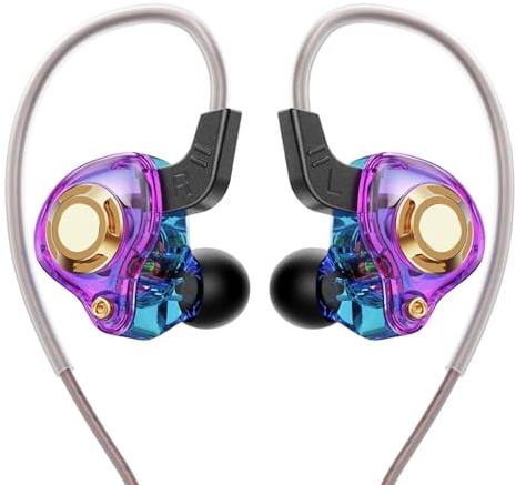 Uqezagpa Auricolari audio premium in silicone e microfono integrato con cavo intercambiabile per chiamate chiare in ear driver dinamico Bass Heavy Wire auricolari