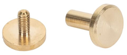 Binding Rivet Brass Rivet Screw Set Round Flat Head Rivet 10mm Screw Rivet for Belts Bags Wallets Shoes Jackets Leather Fabric 50 Sets (10x6mm)