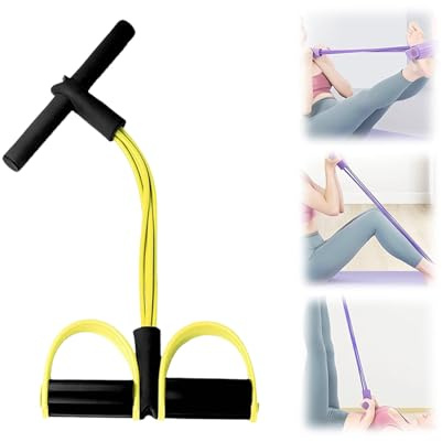 Multifonctionnelle Bandes De Résistance Fitness, Sit-Up Bodybuilding Expander, 4 Tubes avec Pédale De Traction pour Chevilles Et Bandes D'Étirement, Pédale Pull Cordes Élastique Sport Expander