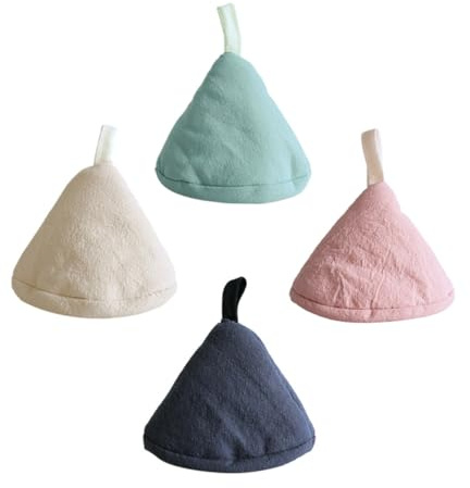 DECORNIJIA 4pezzi Copripentole Antiscottatura Triangolari in Cotone Riutilizzabili Con Appendibile Protezioni Manici Per Cucina Colori Casuali