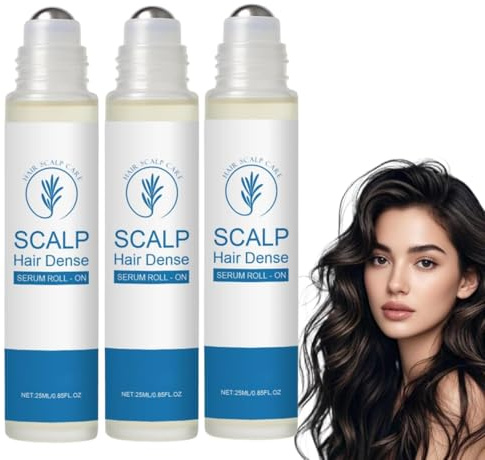 Hair Growth Serum Roll On, Rosmarin Haarwachstumsserum Roll On, 3% Rosmarin Roller Haarserum, Reduziert Haarausfall für Frauen und Männer (25 ml, 3PC)