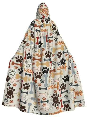 RRhgipp Hundben tassavtryck mantel med huva lång cape liemannen vampyr häxa karneval halloween trollkarl kostym 148 cm