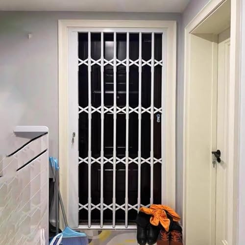 Fenstergitter Einbruchschutz Diebstahlsicheres Schiebetürschloss/Fenstersicherungen, Individuell Anpassbares, Extra Breites Fenstergitter, Ausziehbares Balkonfenstergitter Keller(W105xH210cm/42x82in)