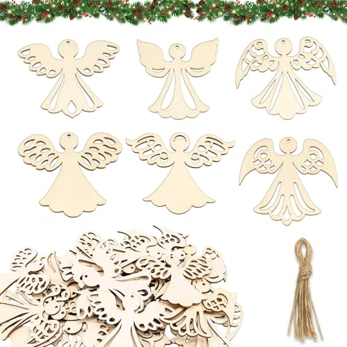 36 Stück Glücksbringer Engel Glücksbringer Silber Holz Weihnachtsdeko Engel