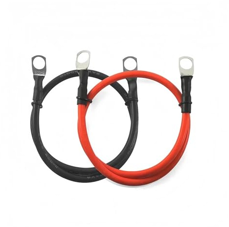 Soft Car Battery Silicone Cable with M6 M8 M10 Lug Red Black 4 3 AWG Electrical Wire for Auto RV Solar Panel Inverter UPS(Red Black 0 AWG,M6-M6,150cm-4.92ft)