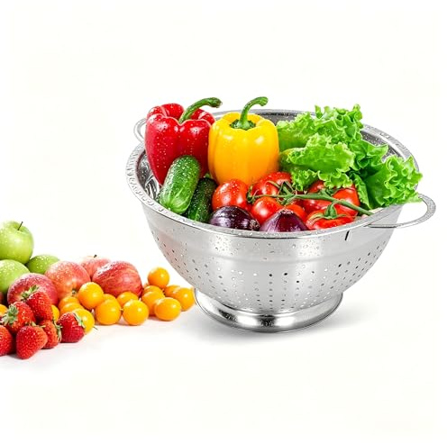 Colapasta con Base Colapasta Ø 28 cm Scolapasta Tradizionale materiale in acciaio inossidabile lavabile in lavastoviglie per Verdure Frutta Pasta e Tagliatelle Ciotola di Scarico