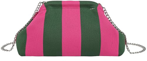 CXINLky Bolso de mano de playa de verano para mujer, de punto a rayas, color de contraste, bolso de mano pequeño bolso tejido para playas de verano, compras, viajes