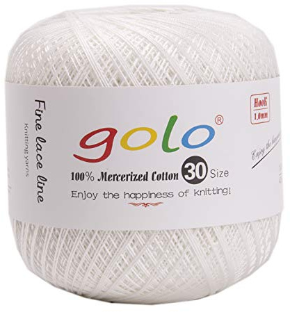 golo Strickgarn Häkelgarn 20 für handgestricktes Häkelgarn Gewinde häkeln (Milchweiß weiß)