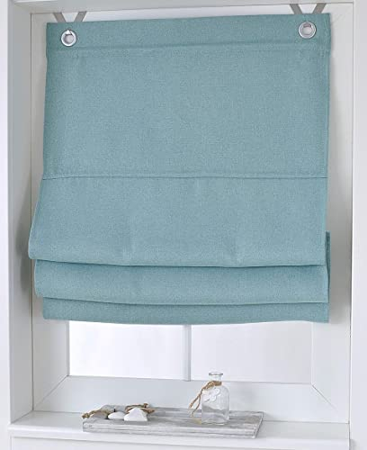 Raffrollo Ösenrollo Dimout türkis, Blickdicht Verdunkelung Breite ca. 120 cm x Höhe ca. 130 cm