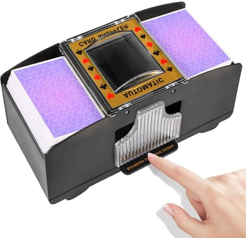FEIERYA Automatic Card Shuffler 2 Deck,Battery-Operated Electric UNO Poker Shuffler,Playing Card Shuffler for Home Card Game,Travel