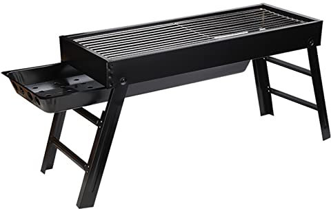 Tragbar Holzkohlegrill BBQ Grill Charcoal Grill Picknickgrill Abnehmbare Klappgrill Grill Portable Campinggrill Edelstahl für Hausgärten BBQ Outdoor Beach Party Schwarz,Black,63 * 23 * 32cm