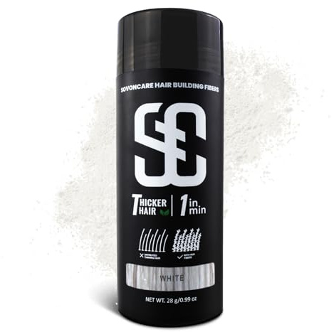 Poudre capillaire pour cheveux clairsemés, pour épaissir et couvrir, poudre de cheveux en fibre pour hommes et femmes, poudre de racines naturellement invisible (blanc)