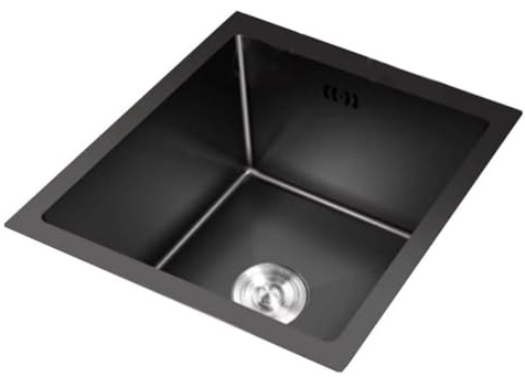 Küchen Mini-Wasserpool Für Wohnmobile Kleines Apartment-Barwaschbecken Langlebige Siphon-Spülbecken In Verschiedenen Größen Küchenspüle Aus Edelstahl Küchenspülen (Color : Schwarz, S : 35X25X21.5cm