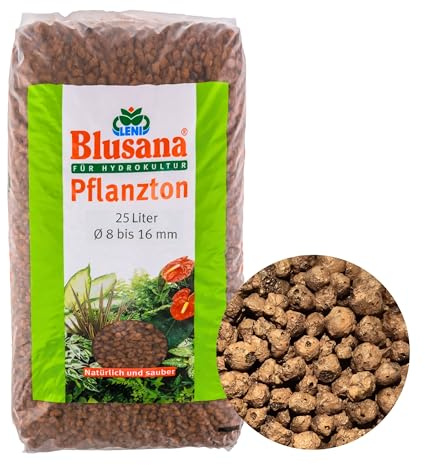 Blusana Pflanzton-Granulat Blähton 25l | Pflanzsubstrat für Hydrokultur | Ton-Granulat Körnung 8-16mm Drainagematerial & Bodenauflockerung