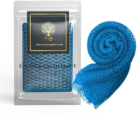 Sarhaana african net sponge XL, afrikanischer netzschwamm, Djampe, afrikanisches Duschnetz, Badeschwamm, peelinghandschuh, Toilettenblume, Körperpeeling (HIMMELBLAU)
