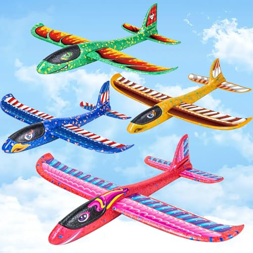 4 Pack Toy Airplane, 37 cm Large Throwing Foam Plane Gliders, 2 Flight Mode