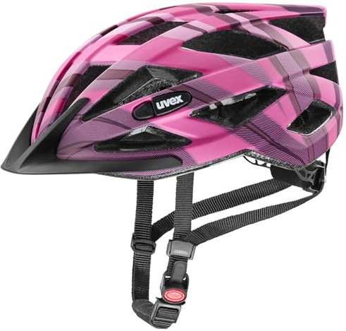 uvex air wing cc - lätt allroundhjälm för kvinnor och män - individuell justerbar passform - utbyggbar med LED-ljus - plum-pink matt - 52-57 cm