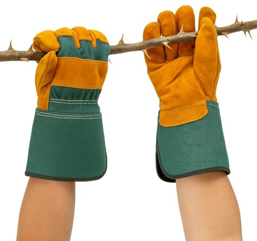 HowseHold Heavy Duty Leather Gardening Gloves Warm, Thorn Proof, Durable Work Gloves for Men & Women Ideal for Pruning, Landscaping, Farming, and Outdoor Jobs One Size Fits All