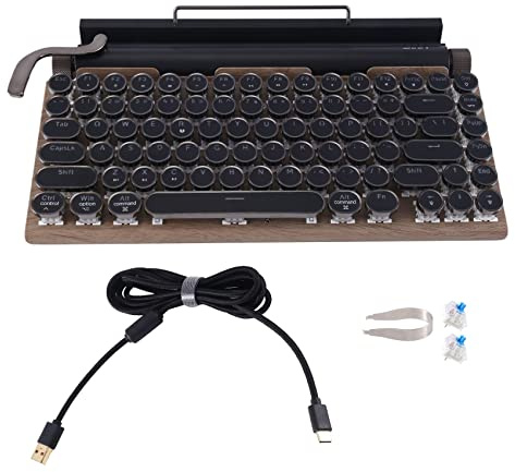 Sctecoau Teclado de MáQuina de Escribir Retro 83 Teclas Teclado InaláMbrico Bluetooth USB Teclas MecáNicas Punk para PC de Escritorio/PortáTil