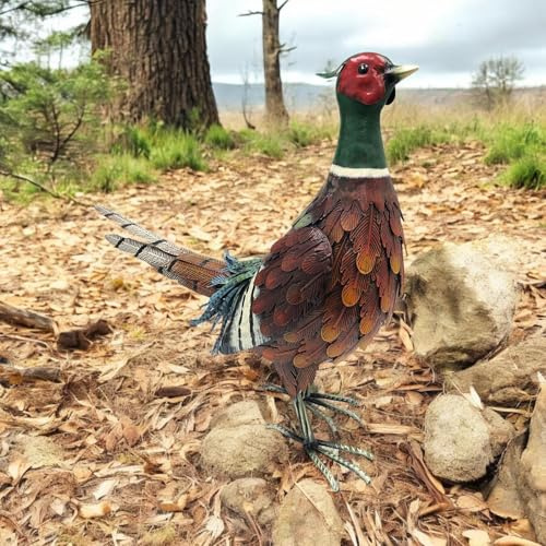 Epsom Door Handle Epsom Metal Garden Animal Statues Rabbit Owl Pheasant Squirrel Rustic Handcrafted Ornaments for Outdoor Indoor Décor Weatherproof Freestanding (ring-necked Pheasant)
