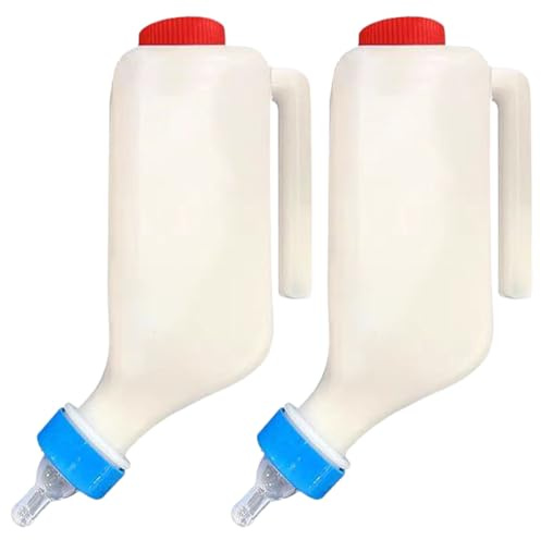 Jiimhte Lot de 2 biberons pour chèvre - Pour agneau - Accessoire d'élevage avec échelle et poignée pour chèvre, vache, mouton, chiot