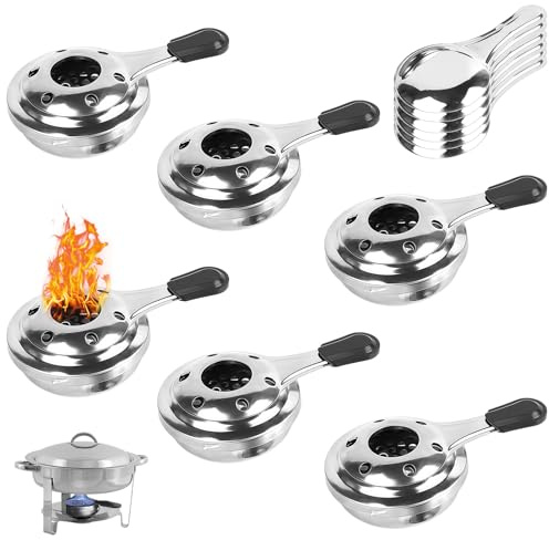 GOEDCH 6 quemadores de fondue: recipiente para pasta de combustión de acero inoxidable, quemador de pasta portátil, mini quemador de alcohol de acero inoxidable, pasta de combustión para depósito de