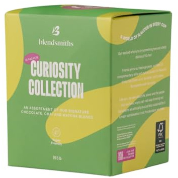 Blendsmiths Curiosity Collection Gift Set - Matcha, Chai & Chocolate | 10 Premium Sachets Including Matcha, Chai & Vegan Hot Chocolate, Gift Ready
