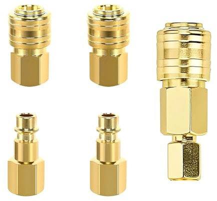 Filetto Ottone Femmina E Maschio 1/4 Pollici Spina 2 Pezzi Raccordi Aria Compressa In Ottone Per Tubo Accoppiamento Ad Aria Compressa Con Filettatura Interna Da G1/4 Per Tubi Dell'aria Compressore