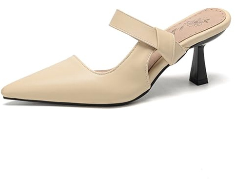 Eestfy Tacones D'Orsay de Novia Mujer Elegantes Stiletto Sandalias Punta Afilada Zapatos de Boda para Recepción Ceremonia y Vacaciones en la Playa Diseño Superior Suave,Apricot,42 EU