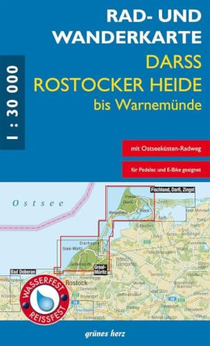 Rad- und Wanderkarte Darß, Rostocker Heide bis Warnemünde: mit Ostseeküsten-Radweg (Wasser- und reißfest)