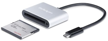 StarTech Lector Grabador de Tarjetas CFast 2.0 USB-C Portátil (CFASTRWU3C) | Compatible con CFast 2.0 y 1.0, Puerto combo de datos y alimentacion 7+17 pines