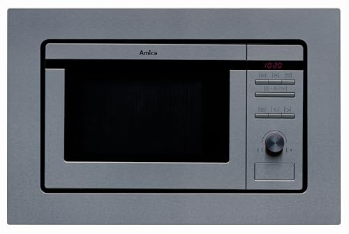 Amica EMW13180E Mikrowelle (Einbau) / 59,5 cm/schwarzes Glas, Edelstahl, TouchFree - digitaler Timer, LED Display - Knebelsteuerung, Drucktasten