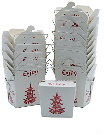 Lot de 50 chinois de sortir des Box 226,8 gram Bio nouilles de sortir des Nourriture : Parfait pour pizzas restaurants – Kraft Brun – jetables et recyclable, 50
