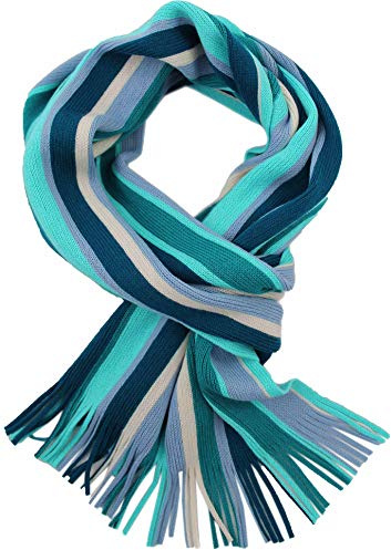 Rotfuchs Herrenschal Strickschal Winterschal, 185 x 27 cm, Grün & Petrol | Wolle, Streifen, angenehm warm und soft, R664