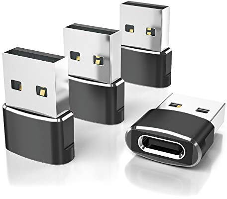 Elebase USB to USB C Adapter 4 Pack,USBC Female to A Male Car Charger,Type C Converter for iPhone 16 Pro Max,15 14 13 12 11 Plus,Apple Watch iWatch 10 9 8,Airpods,iPad Air Mini 6 7,Samsung Galaxy S25
