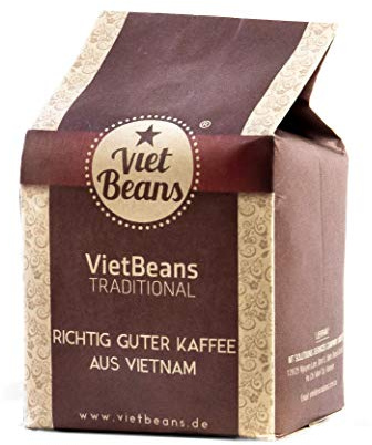 VietBeans Traditional – Ganze Kaffeebohnen – Traditionelle Trommelröstung - Hochwertiger vietnamesischer Kaffee – Geeignet für Vollautomaten - 250g