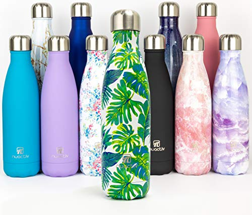 Nuactiv Edelstahl Trinkflasche 500ml – Leichte Isolierflasche Hält 24h Kalt & 12h Heiß – Auslaufsicher Doppelwandig BPA-Frei und Haltbar, Perfekt für Reise, Outdoor, Schule, Sport, Fitness & Alltag