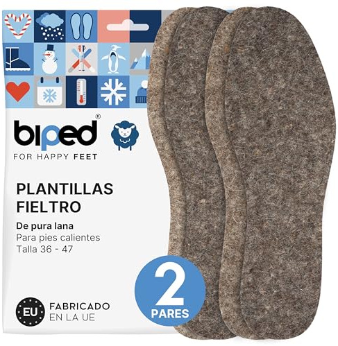 biped 2 Paar Filz Einlegesohlen aus reiner Wolle - Wärmende Schuheinlagen aus natürlichem Filz für ein angenehmes Klima im Schuh z2754(40-41)