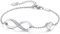 Infinity Armband Damen 925 Sterling Silber Rosegold or Edelstahl, Unendlichkeit Herz Armbänder Kristallen Armkette Valentinstag Muttertag Geburtstags Weihnachten Geschenk für Sie Frauen Freundin mama